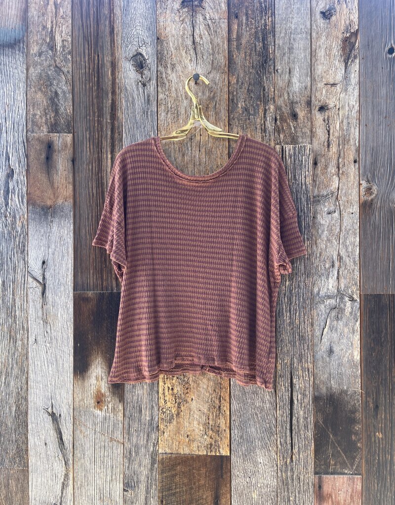 Project Social T Project Social T Back Lace Up Striped Rib Tee Root Beer
