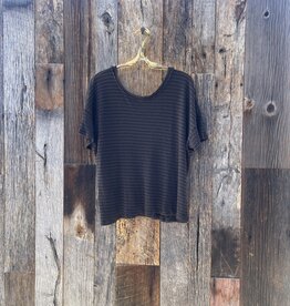 Project Social T Project Social T Back Lace Up Striped Rib Tee Black