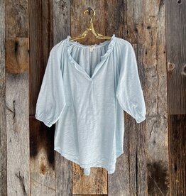 DYLAN Dylan Puf Sleeve Top Faded Denim