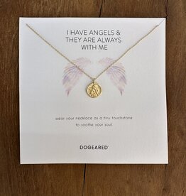 Dogeared Dogeared Modern Guardian Angel Coin Necklace Gold Dipped