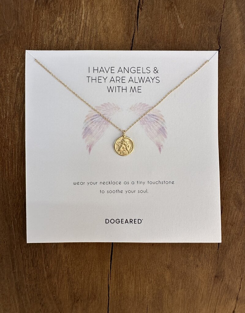 Dogeared Dogeared Modern Guardian Angel Coin Necklace Gold Dipped