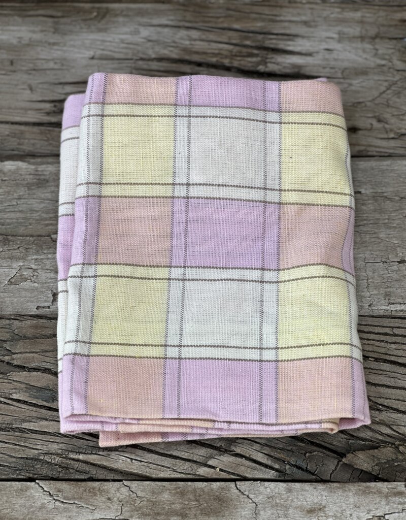 By The Sea Organics By The Sea Organics Linen Tea Towel 22"x35" Pink Cottage Plaid
