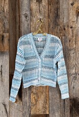 Sundry Boxy Crochet Cardigan Aqua Blue