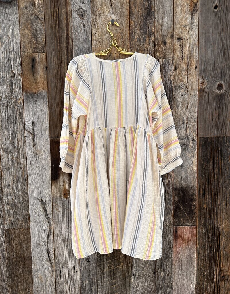 Sundry Midi Blouse Dress L/S Cream Stripe