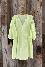 Sundry Mini V-Neck Dress Pigment Lime