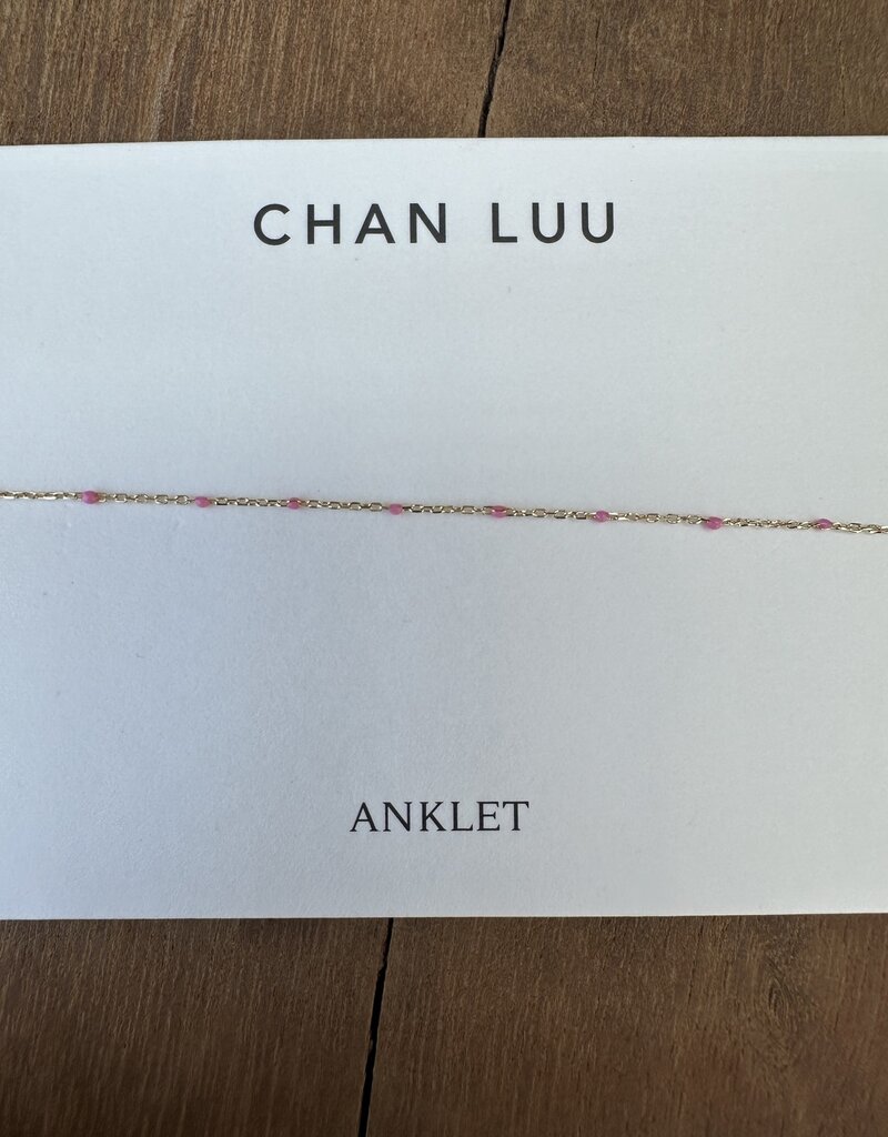 Chan Luu Chan Luu Enamel Bead Anklet AKG-1262 Pink Rose