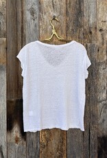 Milio Milano Milio Milano Linen Slub V-Neck S/S T-Shirt White