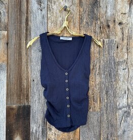Project Social T Project Social T Button Front Textured Tank Navy
