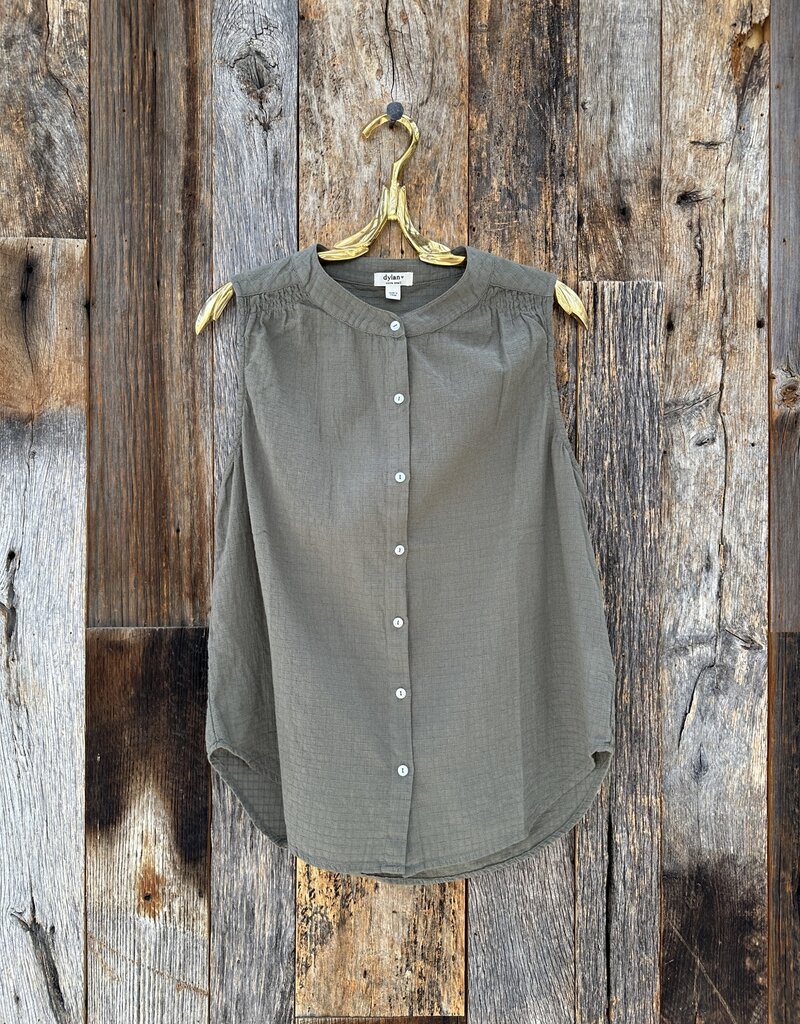 DYLAN Dylan Sleeveless Button-Up Olive