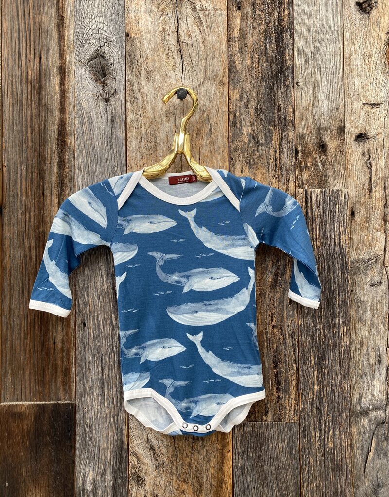 Milkbarn Milkbarn Bamboo L/S One Piece Blue Whale