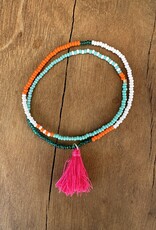 Sidai Designs Sidai Designs Elastic Tassle Wrap Bracelet (Turquoise)