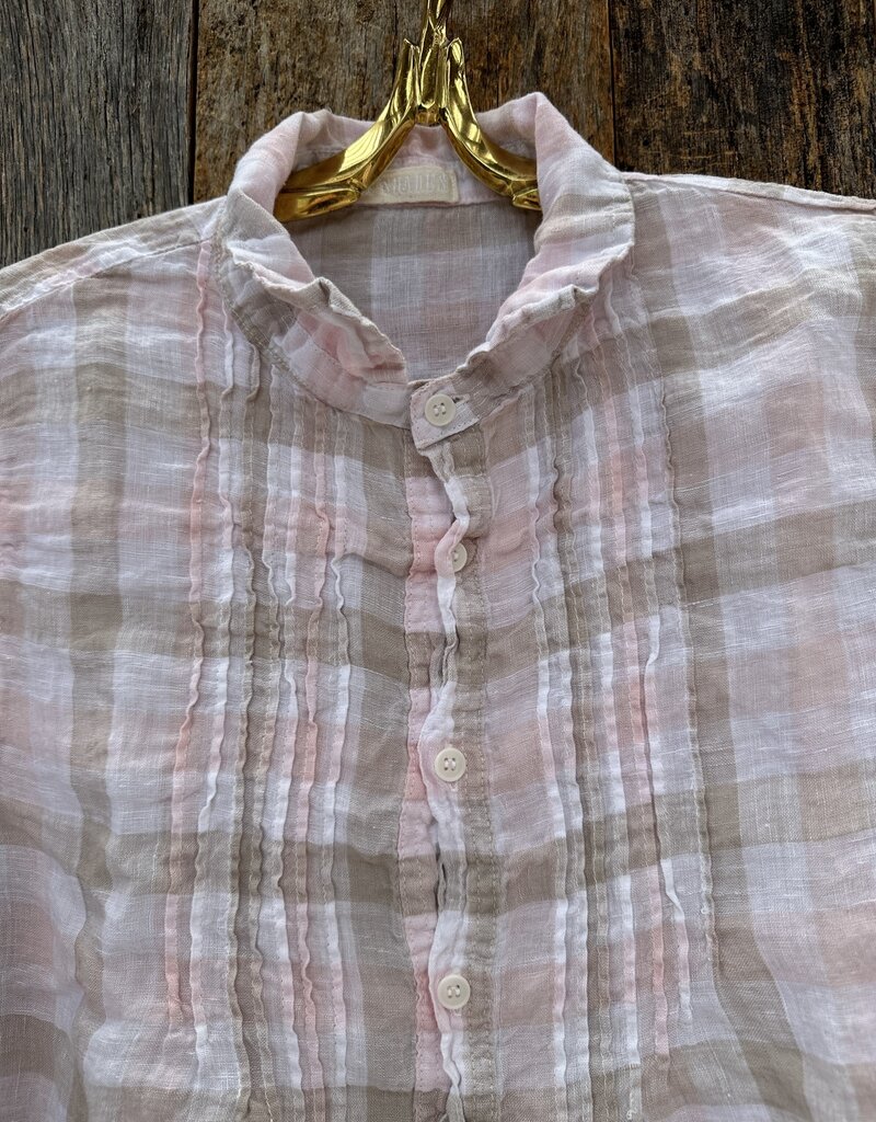 CP Shades CP Shades Julie Linen Shirt 171-4161 Pink/Brown Plaid