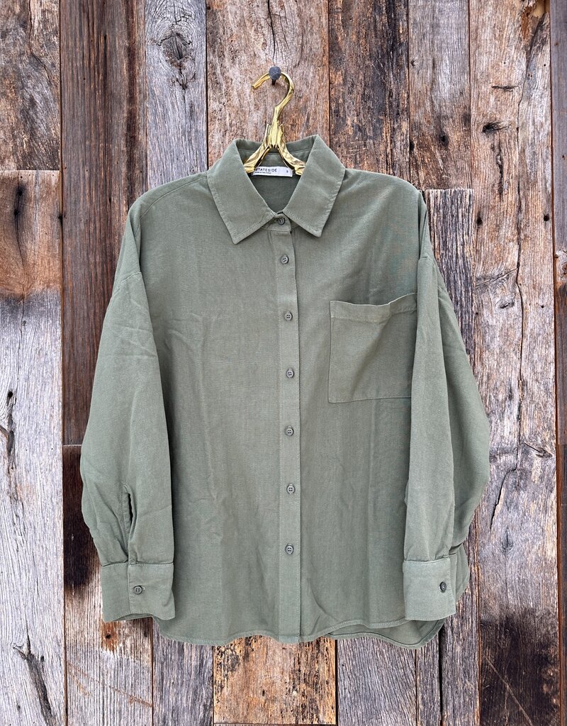 Stateside Stateside Linen Oversized L/S Shirt Fern