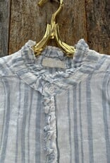 CP Shades CP Shades Amber Linen Ruffle Shirt 1358-502 Blue Stripe