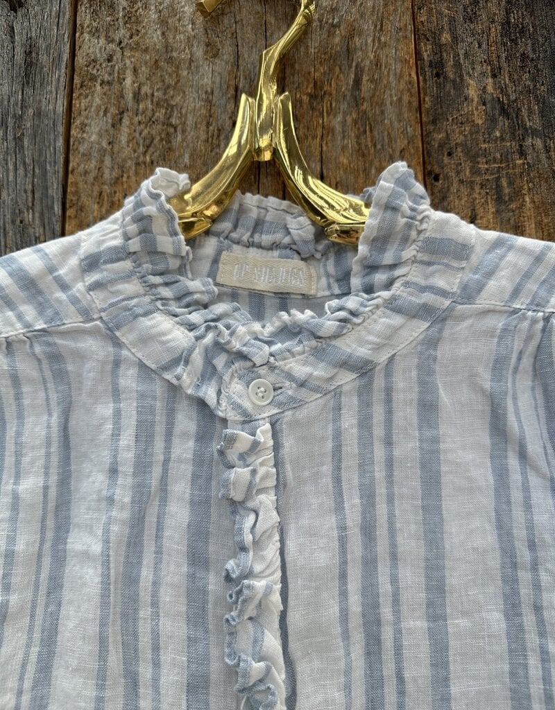 CP Shades CP Shades Amber Linen Ruffle Shirt 1358-502 Blue Stripe