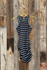 Sundry Racer Tank Dress Variegated Rib Stripe Deep Navy