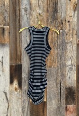 Sundry Racer Tank Dress Variegated Rib Stripe Deep Navy