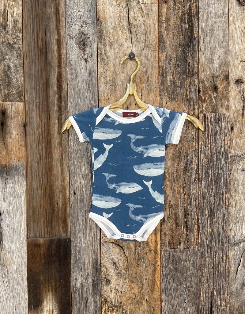 Milkbarn Milkbarn S/S Bamboo One Piece Blue Whale 31304