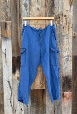 CP Shades CP Shades Cargo Cropped Indigo Linen Twill Pant 8449-892