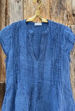 CP Shades CP Shades Regina Linen Cap Sleeve Tunic 207C-4438 Indigo