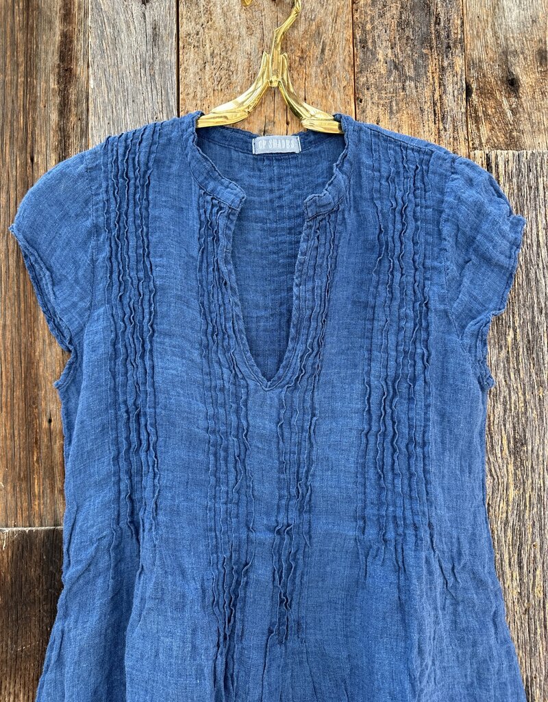 CP Shades CP Shades Regina Linen Cap Sleeve Tunic 207C-4438 Indigo