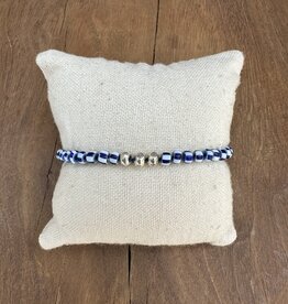 Minetta BSR- BLUE & WHITE STRIPED w/ "Pecos" Silver