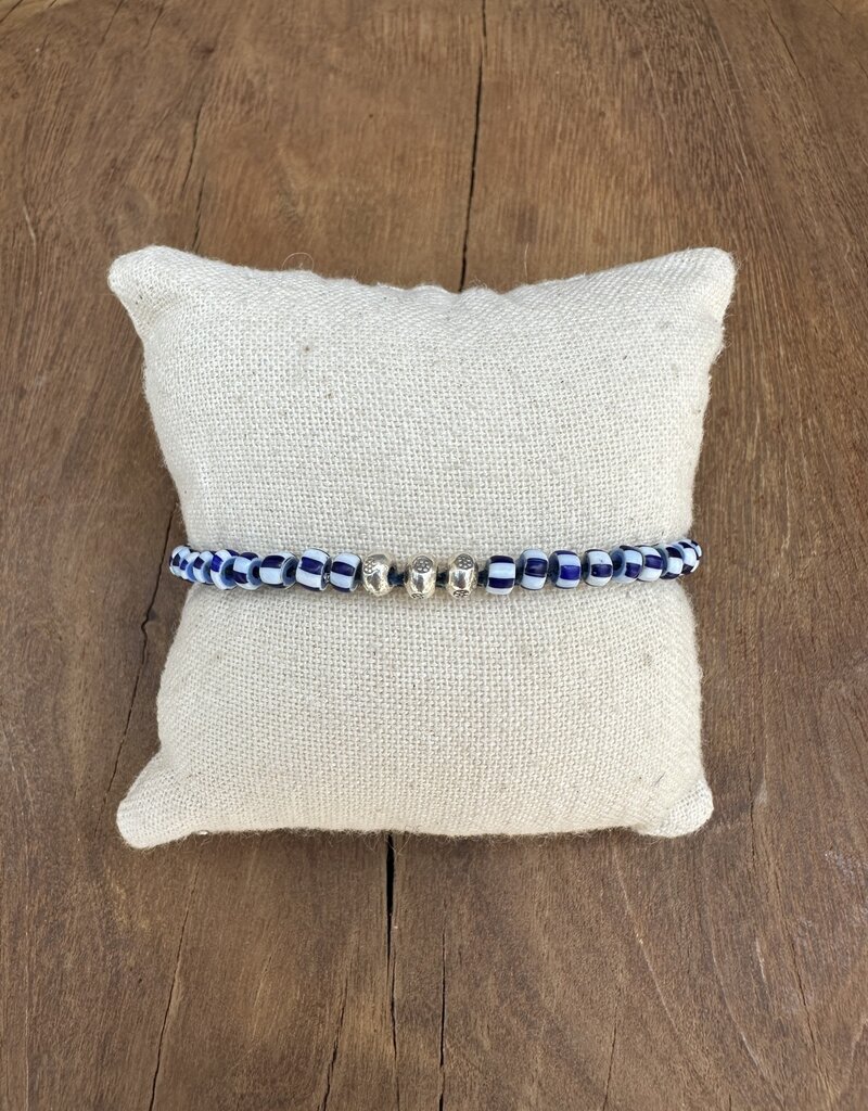 Minetta BSR- BLUE & WHITE STRIPED w/ "Pecos" Silver