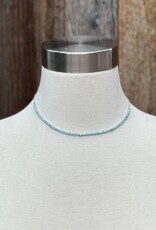 Debbie Fisher CLD72 clear seed, amazonite, GV,  GF clasp