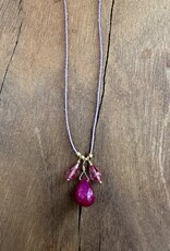 Debbie Fisher EVE62 pink topaz, ruby, seed, GF clasp