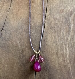 Debbie Fisher EVE62 pink topaz, ruby, seed, GF clasp