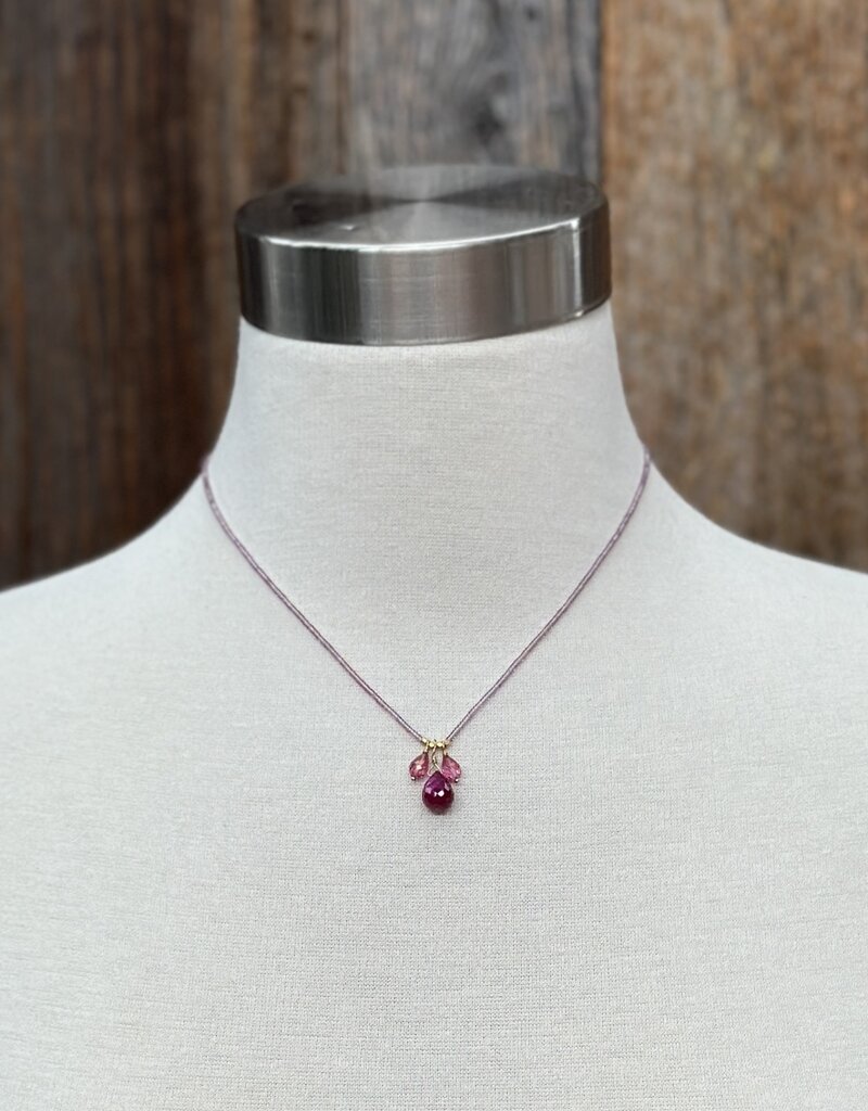 Debbie Fisher EVE62 pink topaz, ruby, seed, GF clasp