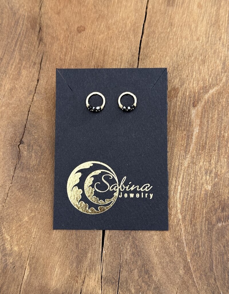 Sabina Small Circle + Black Diamond Studs SS5 GF