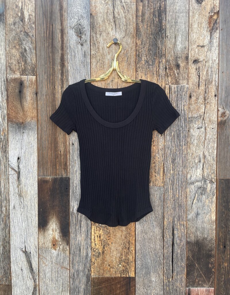 Project Social T Project Social T Julie Scoop Neck Sweater Rib Tee Black