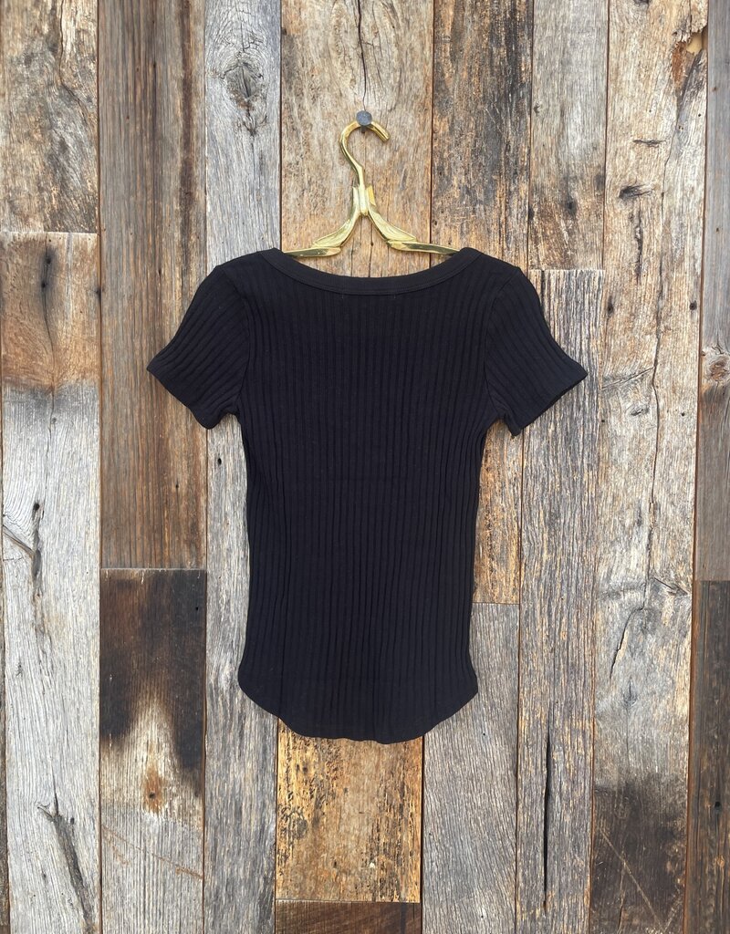 Project Social T Project Social T Julie Scoop Neck Sweater Rib Tee Black