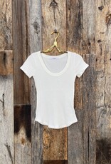 Project Social T Project Social T Julie Scoop Neck Sweater Rib Tee White