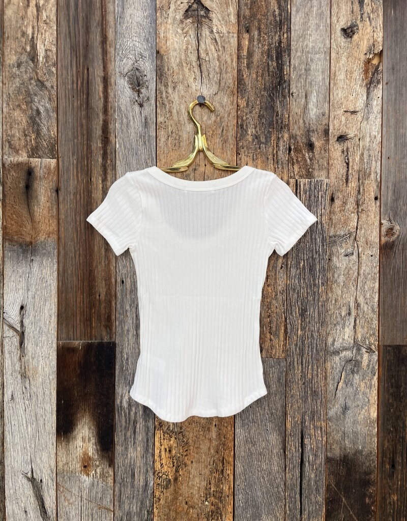 Project Social T Project Social T Julie Scoop Neck Sweater Rib Tee White