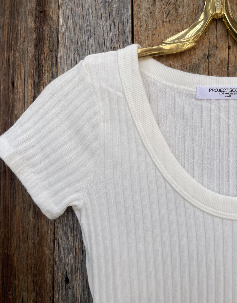 Project Social T Project Social T Julie Scoop Neck Sweater Rib Tee White