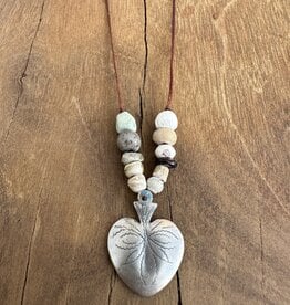 River Song Jewelry River Song Etched Heart W/ Ancient Stone Necklace
