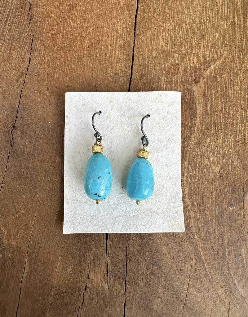 River Song Jewelry River Song Nevada Turquoise Earrings 24K/SS & OX/SS