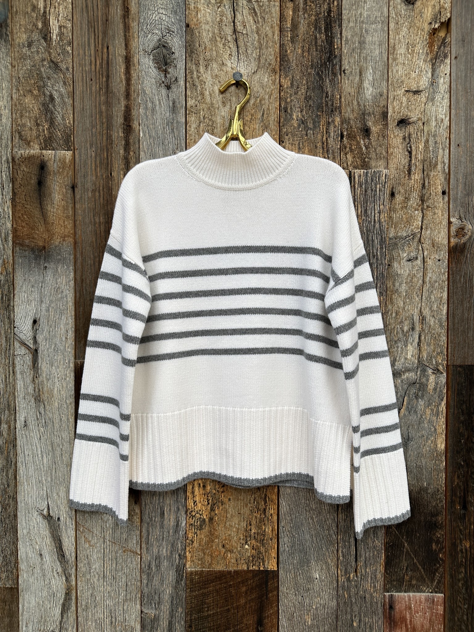 Striped mock neck deals