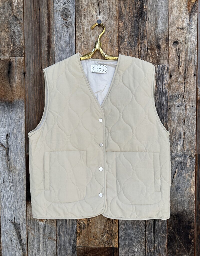 It Is Well Quilted Vest Beige OS