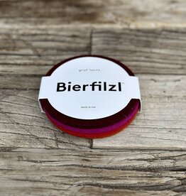 Graf Lantz Graf Lantz Bierfizl Merino Wool Round Coaster Multi 4 Pack- Bordeaux