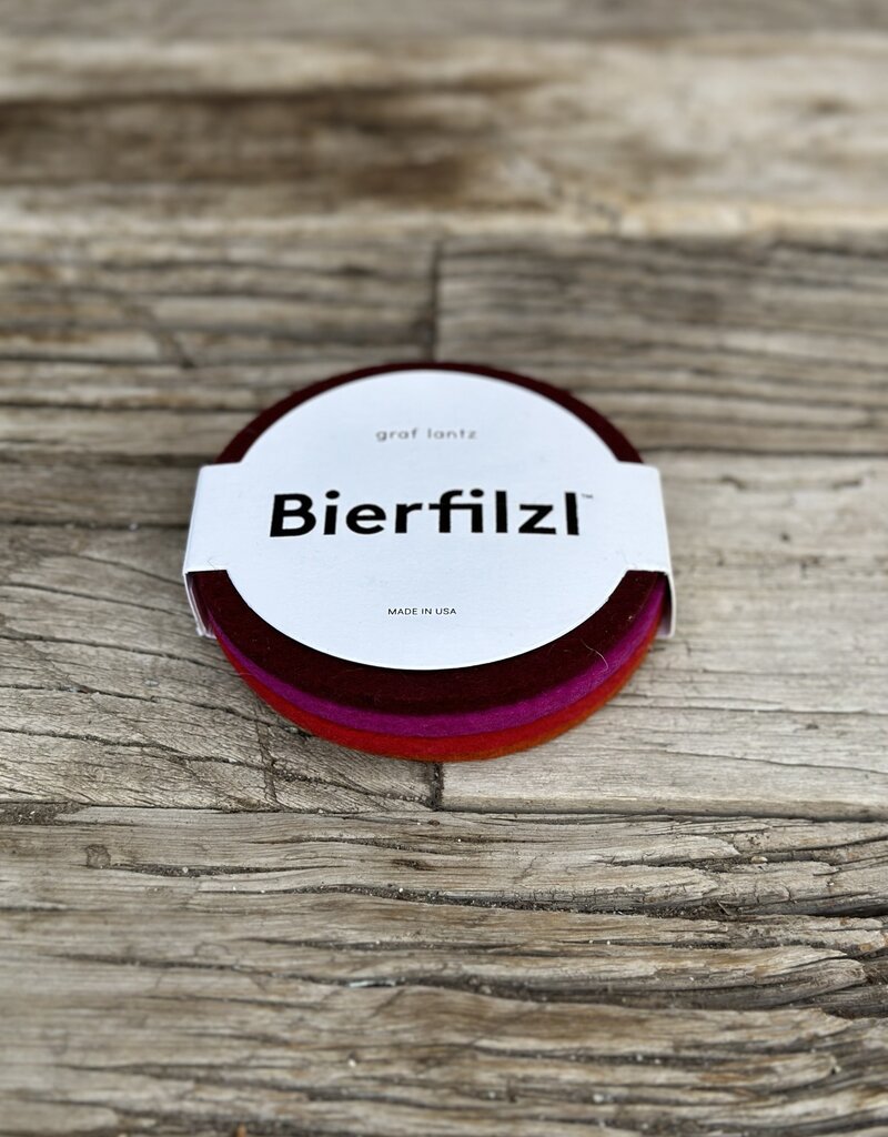 Graf Lantz Graf Lantz Bierfizl Merino Wool Round Coaster Multi 4 Pack- Bordeaux