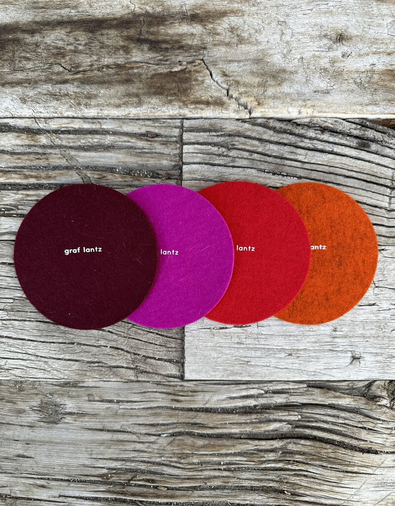 Graf Lantz Graf Lantz Bierfizl Merino Wool Round Coaster Multi 4 Pack- Bordeaux