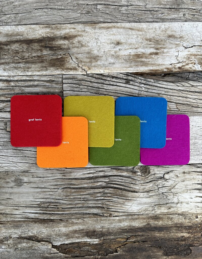 Graf Lantz Graf Lantz Bierfizl Merino Wool Square Coaster Multi 6 pack- Rainbow