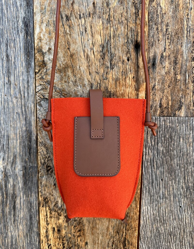 Graf Lantz Graf Lantz Hana Merino Wool Phone Crossbody Orange Sienna