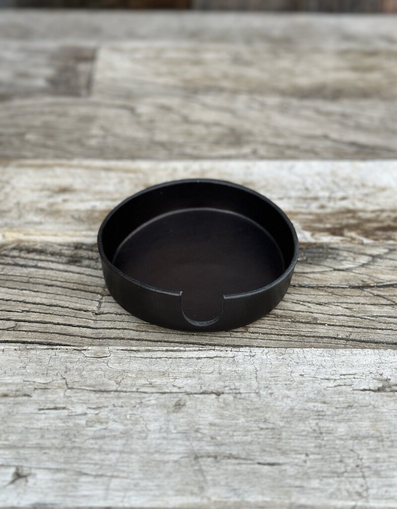 Graf Lantz Graf Lantz Kobon Leather Round Tray- Black