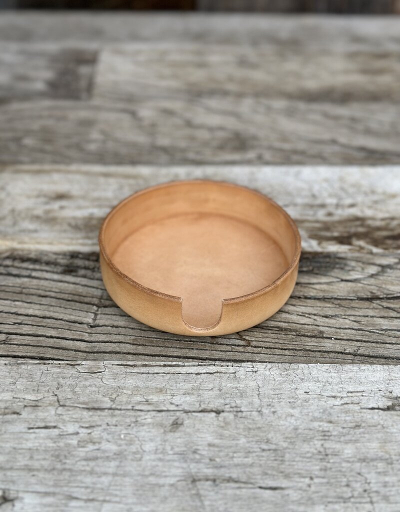 Graf Lantz Graf Lantz Kobon Leather Round Tray- Natural