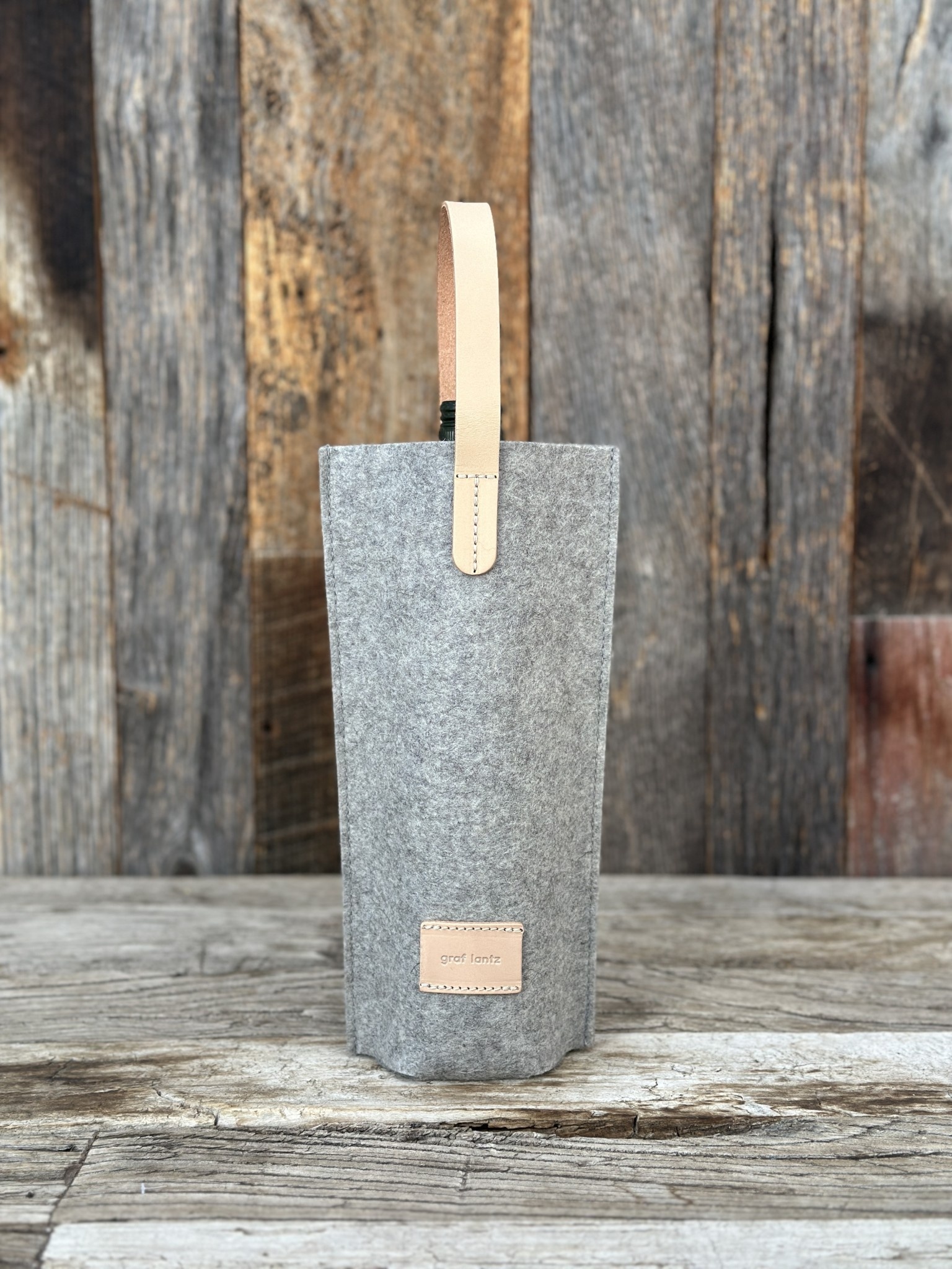 Graf Lantz Graf Lantz Hana Merino Wool Bottle Bag Granite Vachetta