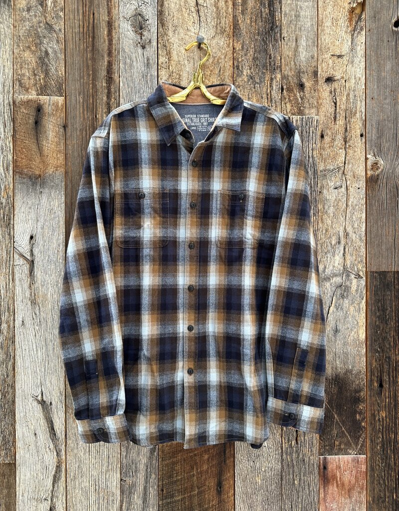 True Grit True Grit Barn Flannel Cabin Check L S 2 Pocket Shirt Blue